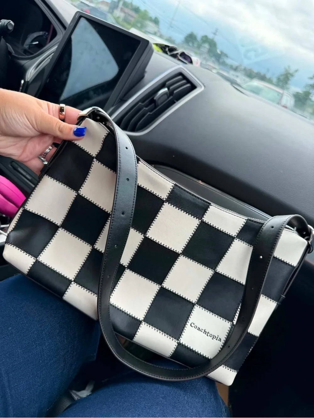 Coachtopia Alter Ego Black and White Shoulder Bag